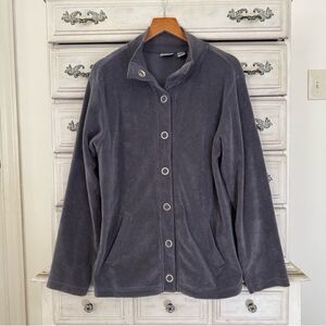 Chico’s Velour Snap Button Pocketed Cardigan Jacket